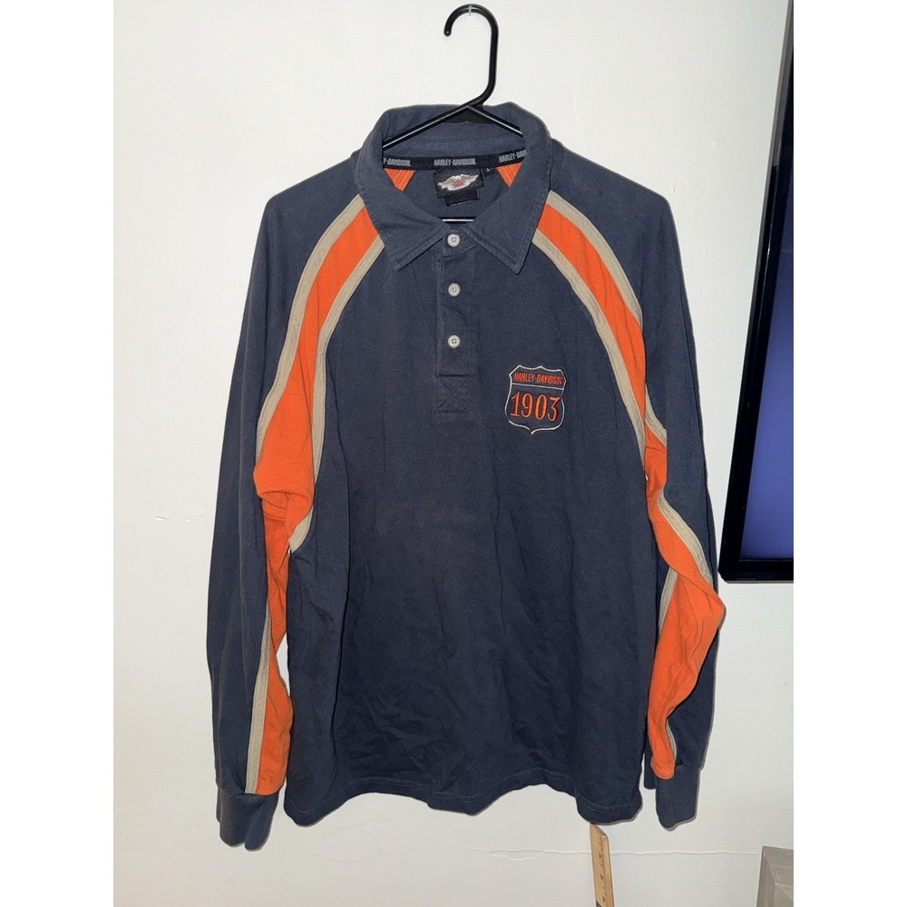 Harley Davidson Sweater Pullover‎ Mens L Black Thick Knit Embroidered